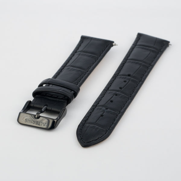 Alternis Black on Black Leather Croc